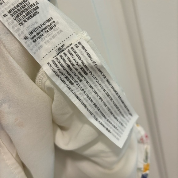 Abercrombie & Fitch Faux Silk White Floral Tie Strap Mini Dress Ruffle Summer XL - Picture 12 of 13